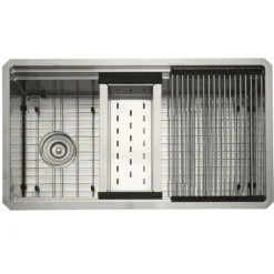Nantucket Sinks Pro Series 32" Undermount 304 Stainless Steel Kitchen Sink with Accessories, 16 Gauge, SR-PS-3220-OSD