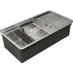 Nantucket Sinks Pro Series 32" Undermount 304 Stainless Steel Kitchen Sink with Accessories, 16 Gauge, SR-PS-3220-OSD