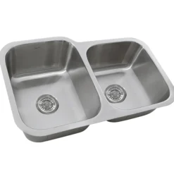 Nantucket Sinks Quidnet 32" Stainless Steel Kitchen Sink, 60/40 Double Bowl, 18 Gauge, NS6040-18