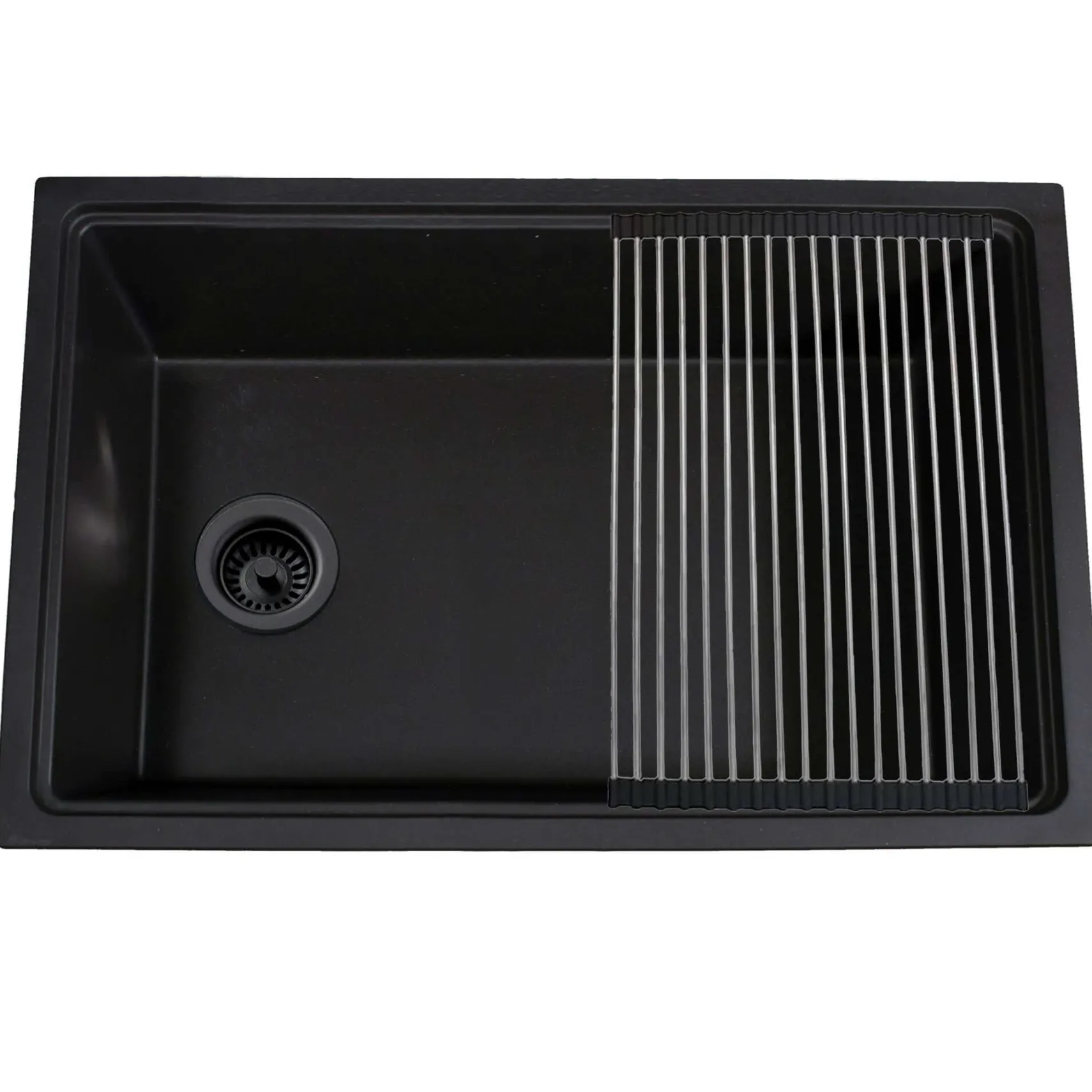 Nantucket Sinks Rockport 30" Dual Mount Granite Composite Workstation Kitchen Sink with Accessories, Black, PR3019PS-BL