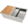 Nantucket Sinks Rockport 30" Dual Mount Granite Composite Workstation Kitchen Sink with Accessories, White, PR3019PS-W