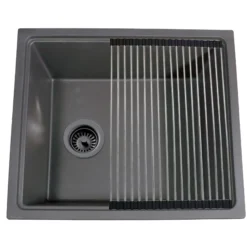 Nantucket Sinks Rockport 22" Dual Mount Granite Composite Workstation Kitchen Sink with Accessories, Titanium, PR2219PS-TI