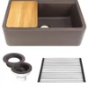 Nantucket Sinks Rockport 33" Granite Composite Workstation Farmhouse Sink with Accessories, Brown, PR3320-APS-BR
