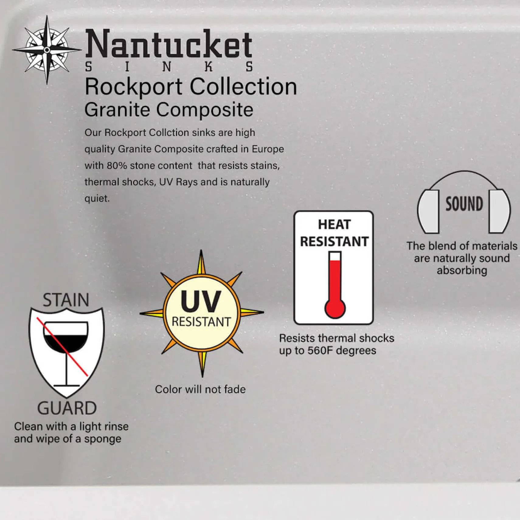 Nantucket Sinks Rockport 33" Granite Composite Workstation Farmhouse Sink with Accessories, Brown, PR3320-APS-BR