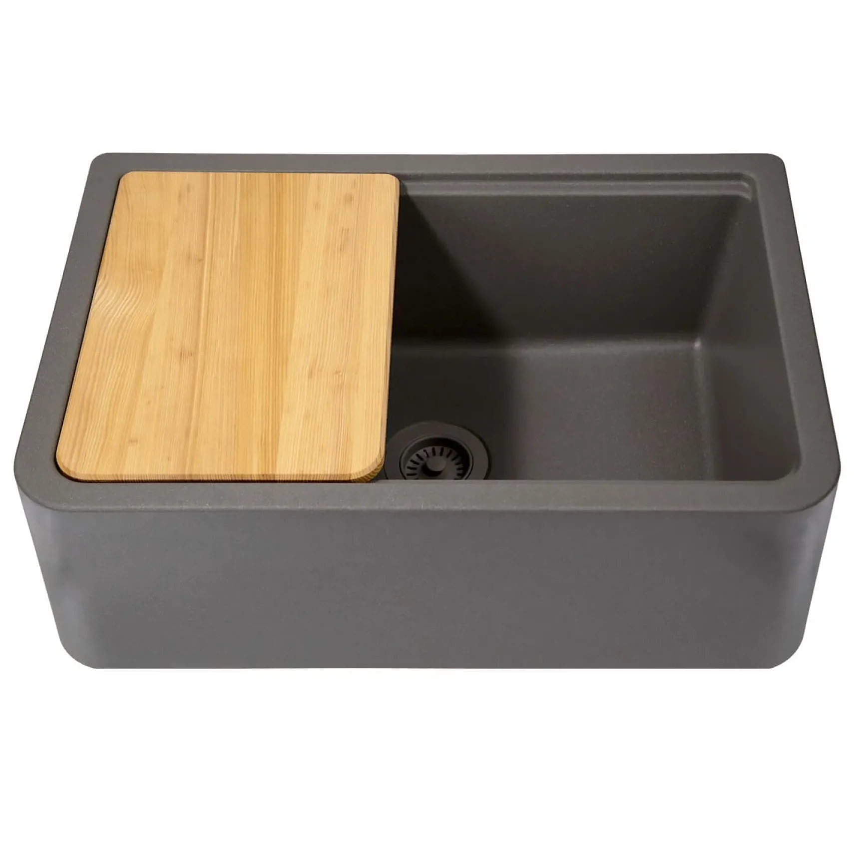 Nantucket Sinks Rockport 30" Granite Composite Workstation Farmhouse Sink with Accessories, Titanium, PR3020-APS-TI