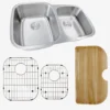 Nantucket Sinks Sconset 32" Stainless Steel Kitchen Sink, 16 Gauge, 60/40 Double Bowl, NS503-16-CB