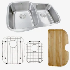 Nantucket Sinks Sconset 32" Stainless Steel Kitchen Sink, 16 Gauge, 60/40 Double Bowl, NS503-16-CB