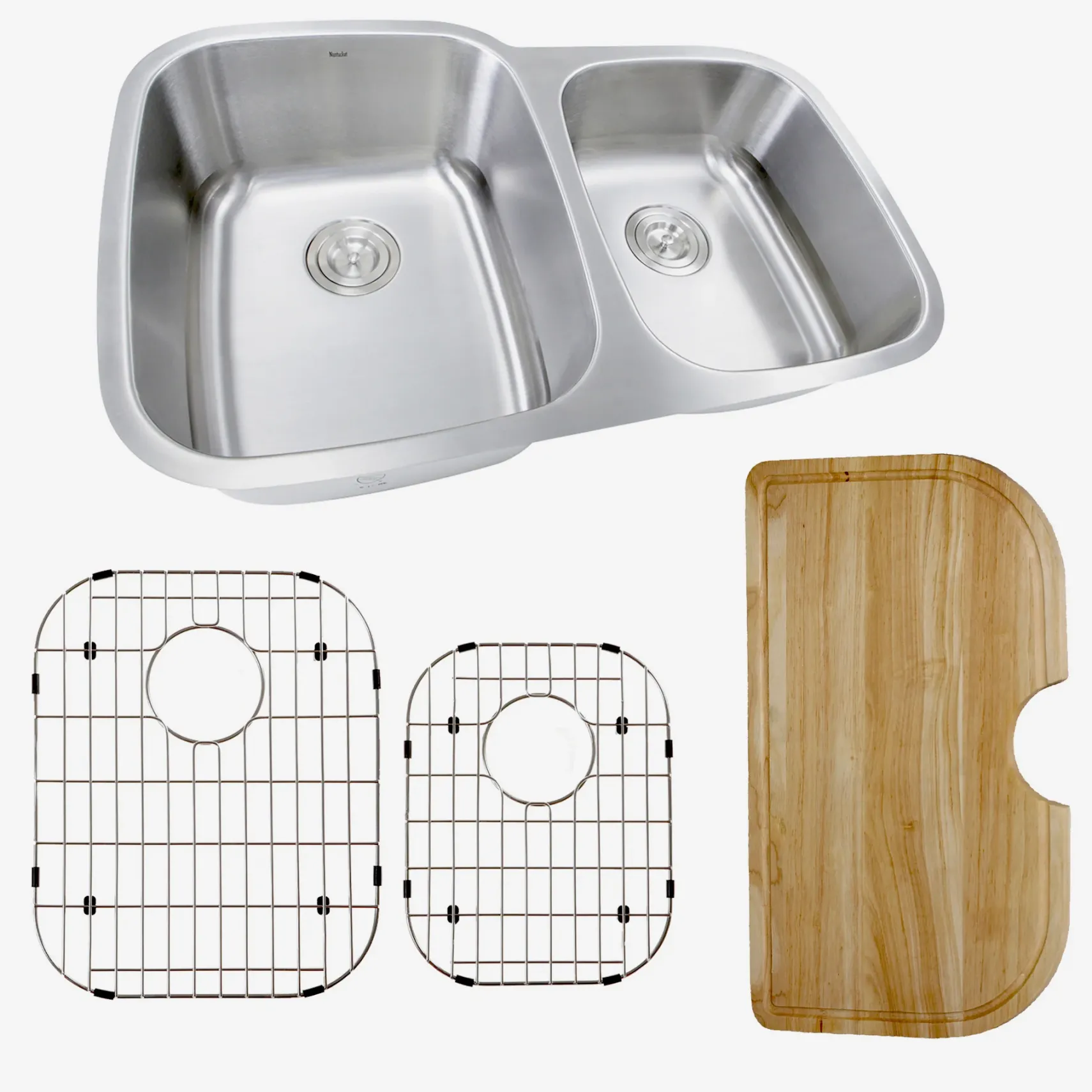 Nantucket Sinks Sconset 32" Stainless Steel Kitchen Sink, 16 Gauge, 60/40 Double Bowl, NS503-16-CB