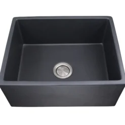 Nantucket Sinks Vineyard 23" Fireclay Farmhouse Sink, Matte Black, FCFS2418S-MatteBlack
