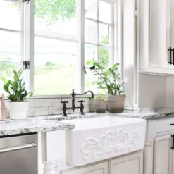 Nantucket Sinks Vineyard 30" Fireclay Farmhouse Sink, White, FCFS3020S-Filigree