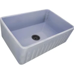 Nantucket Sinks Vineyard 30" Fireclay Farmhouse Sink, Light Blue, FCFS3020S-ShabbySugar