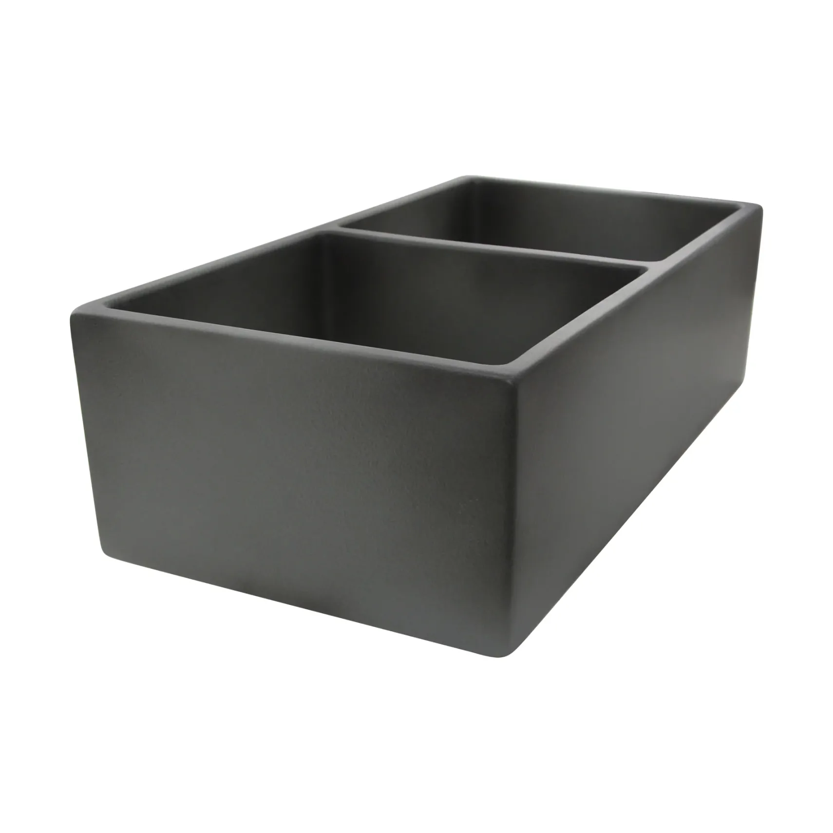 Nantucket Sinks Vineyard 33" Fireclay Farmhouse Sink, Double Bowl, Gray, FCFS3318D-Concrete