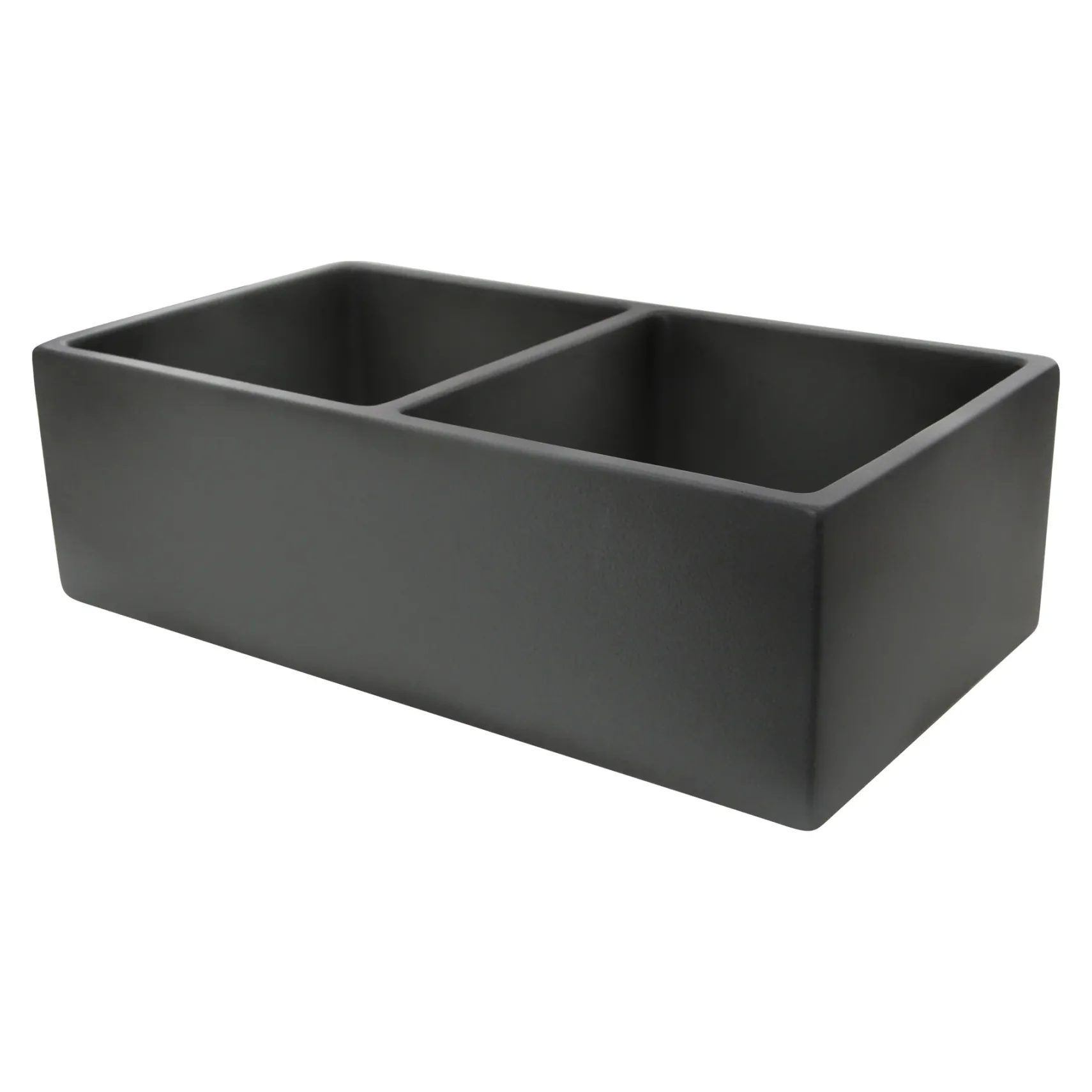 Nantucket Sinks Vineyard 33" Fireclay Farmhouse Sink, Double Bowl, Gray, FCFS3318D-Concrete