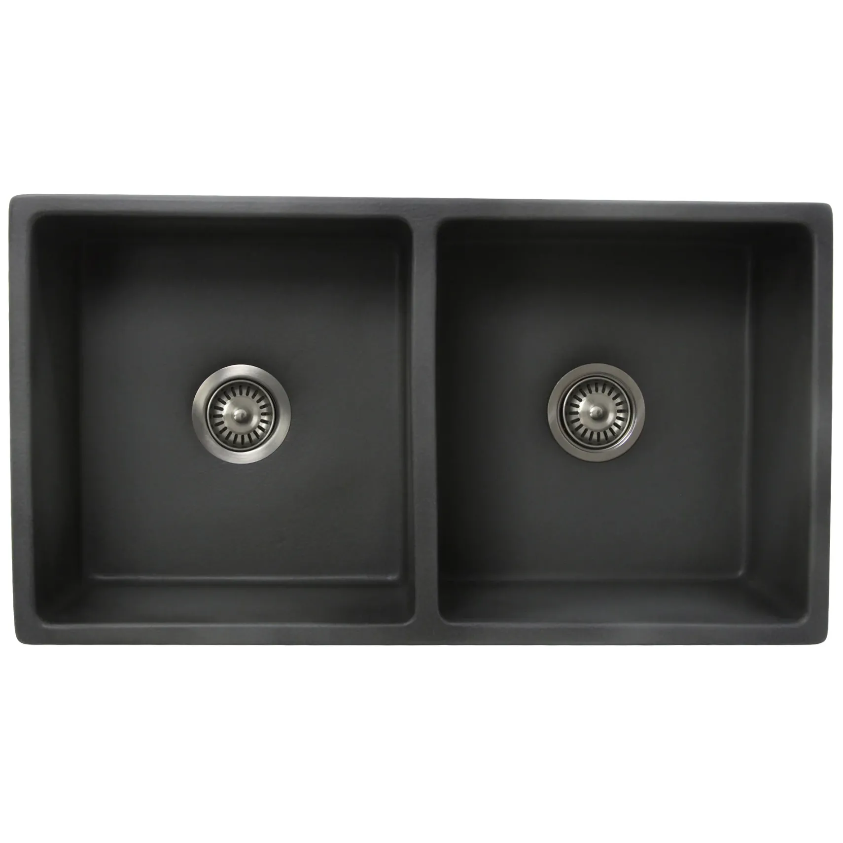 Nantucket Sinks Vineyard 33" Fireclay Farmhouse Sink, Double Bowl, Gray, FCFS3318D-Concrete