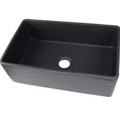 Nantucket Sinks Vineyard 33" Fireclay Farmhouse Sink, Matte Black, FCFS3320S-MB-Waves