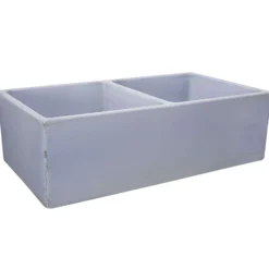 Nantucket Sinks Vineyard 33" Fireclay Farmhouse Sink, Double Bowl, Light Blue, FCFS3318D-ShabbySugar