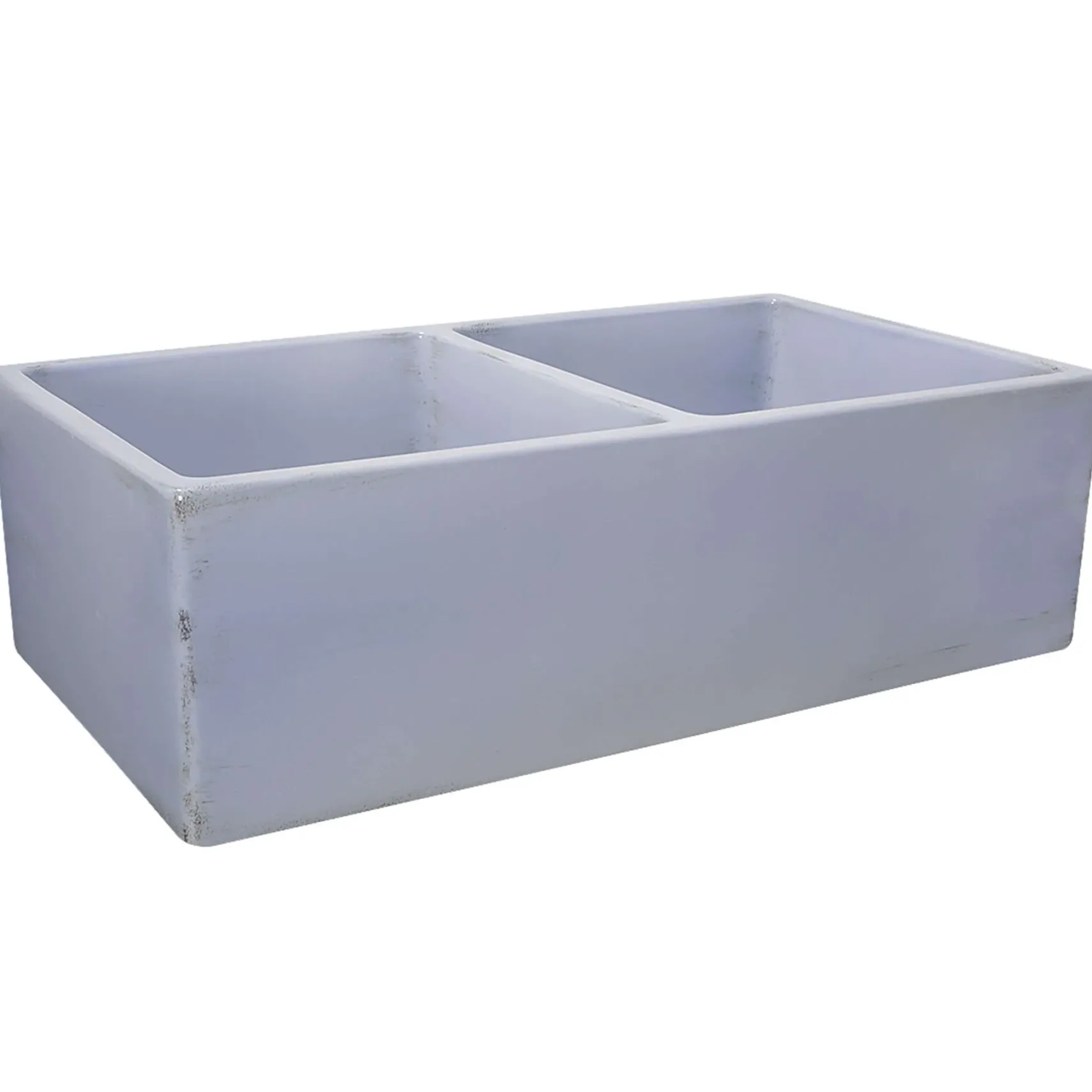 Nantucket Sinks Vineyard 33" Fireclay Farmhouse Sink, Double Bowl, Light Blue, FCFS3318D-ShabbySugar
