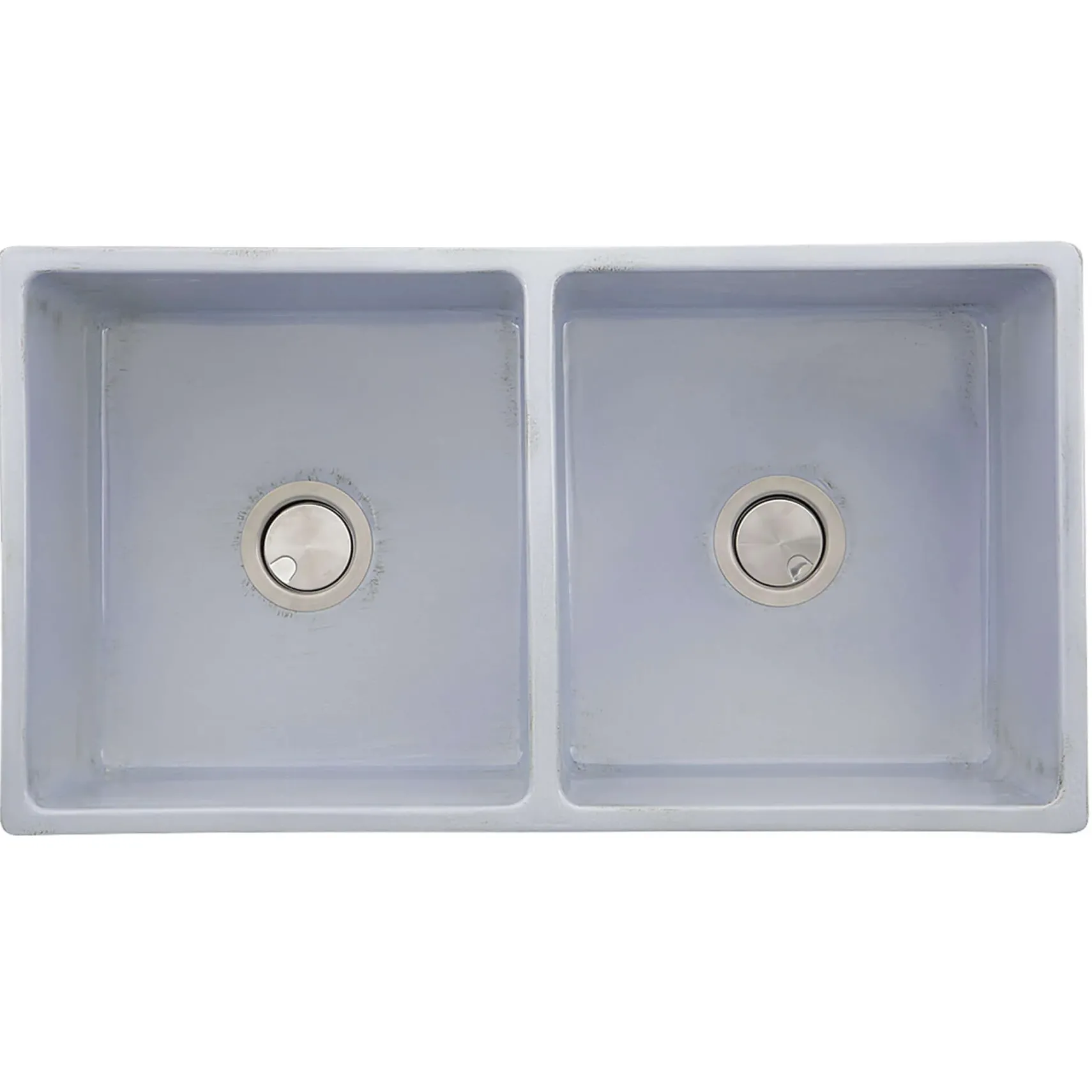 Nantucket Sinks Vineyard 33" Fireclay Farmhouse Sink, Double Bowl, Light Blue, FCFS3318D-ShabbySugar