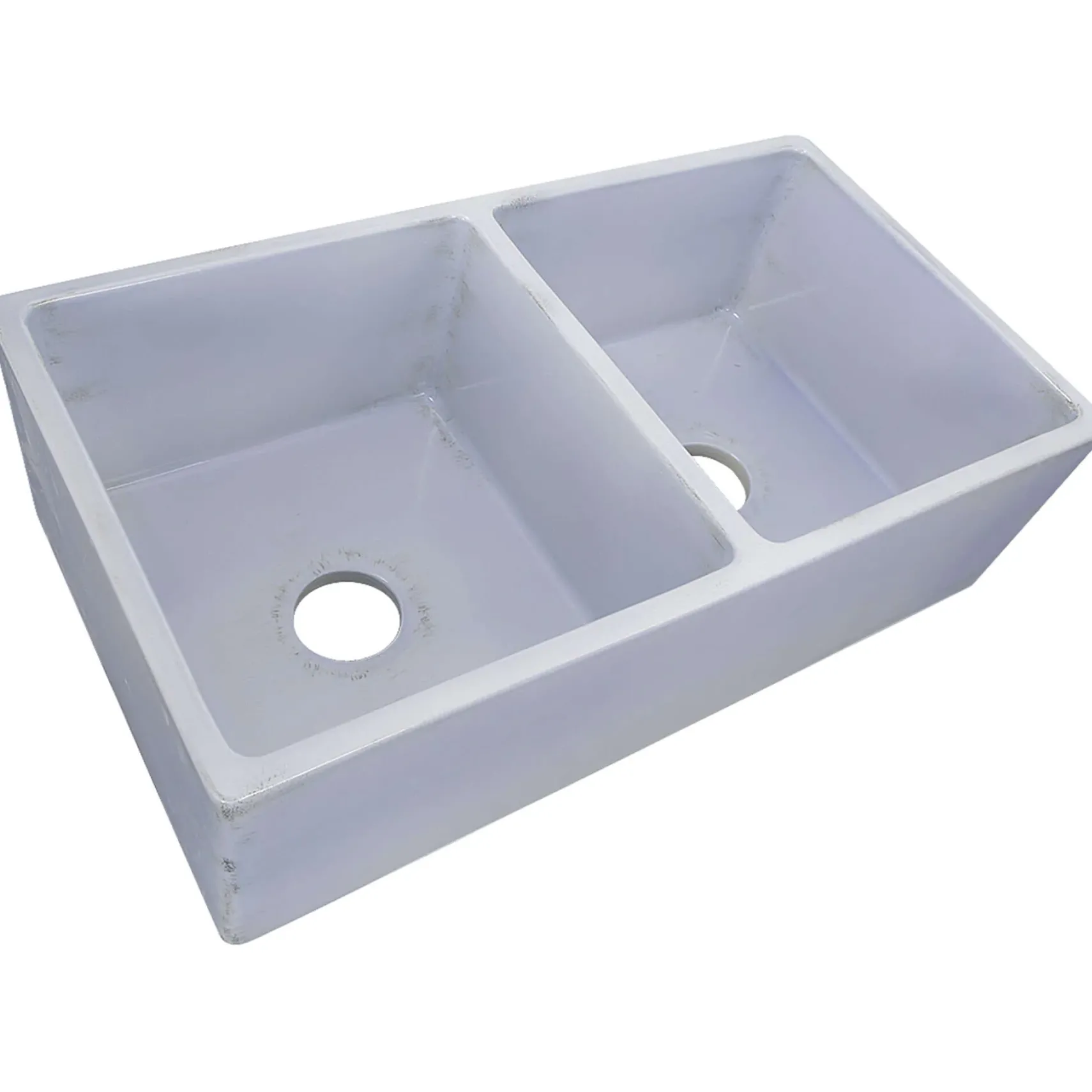 Nantucket Sinks Vineyard 33" Fireclay Farmhouse Sink, Double Bowl, Light Blue, FCFS3318D-ShabbySugar