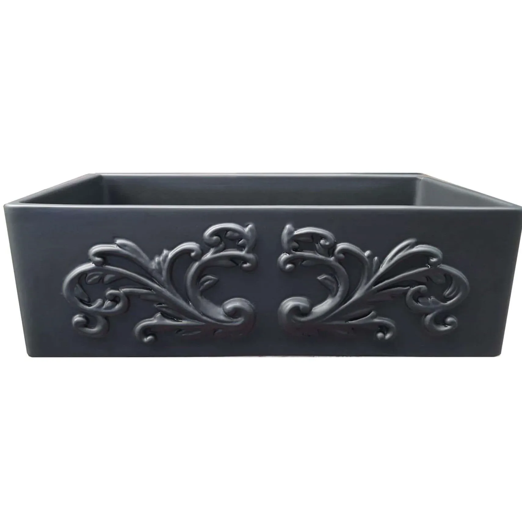 Nantucket Sinks Vineyard 33" Fireclay Farmhouse Sink, Matte Black, FCFS3320S-FiligreeMBL