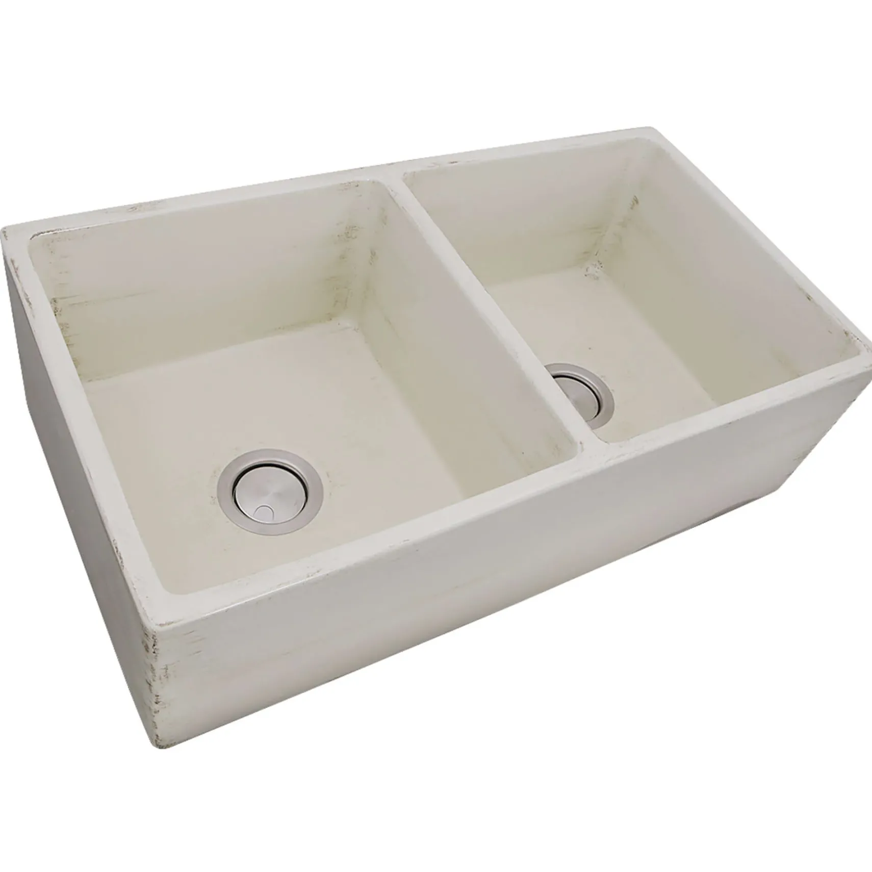 Nantucket Sinks Vineyard 33" Fireclay Farmhouse Sink, Double Bowl, Pale Yellow, FCFS3318D-ShabbyStraw