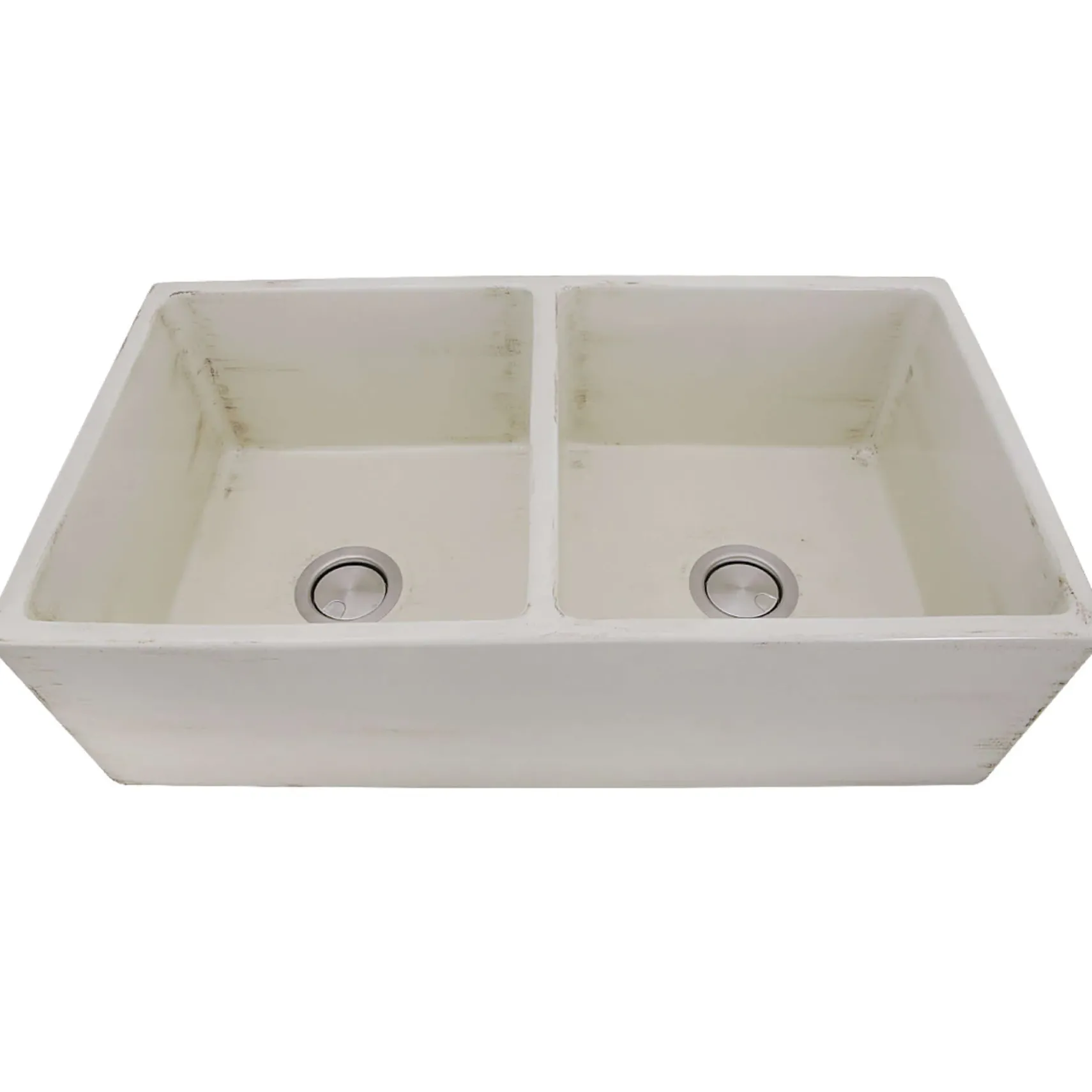 Nantucket Sinks Vineyard 33" Fireclay Farmhouse Sink, Double Bowl, Pale Yellow, FCFS3318D-ShabbyStraw