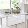 Nantucket Sinks Vineyard 33" Fireclay Farmhouse Sink, Double Bowl, White, FCFS3318D-Filigree