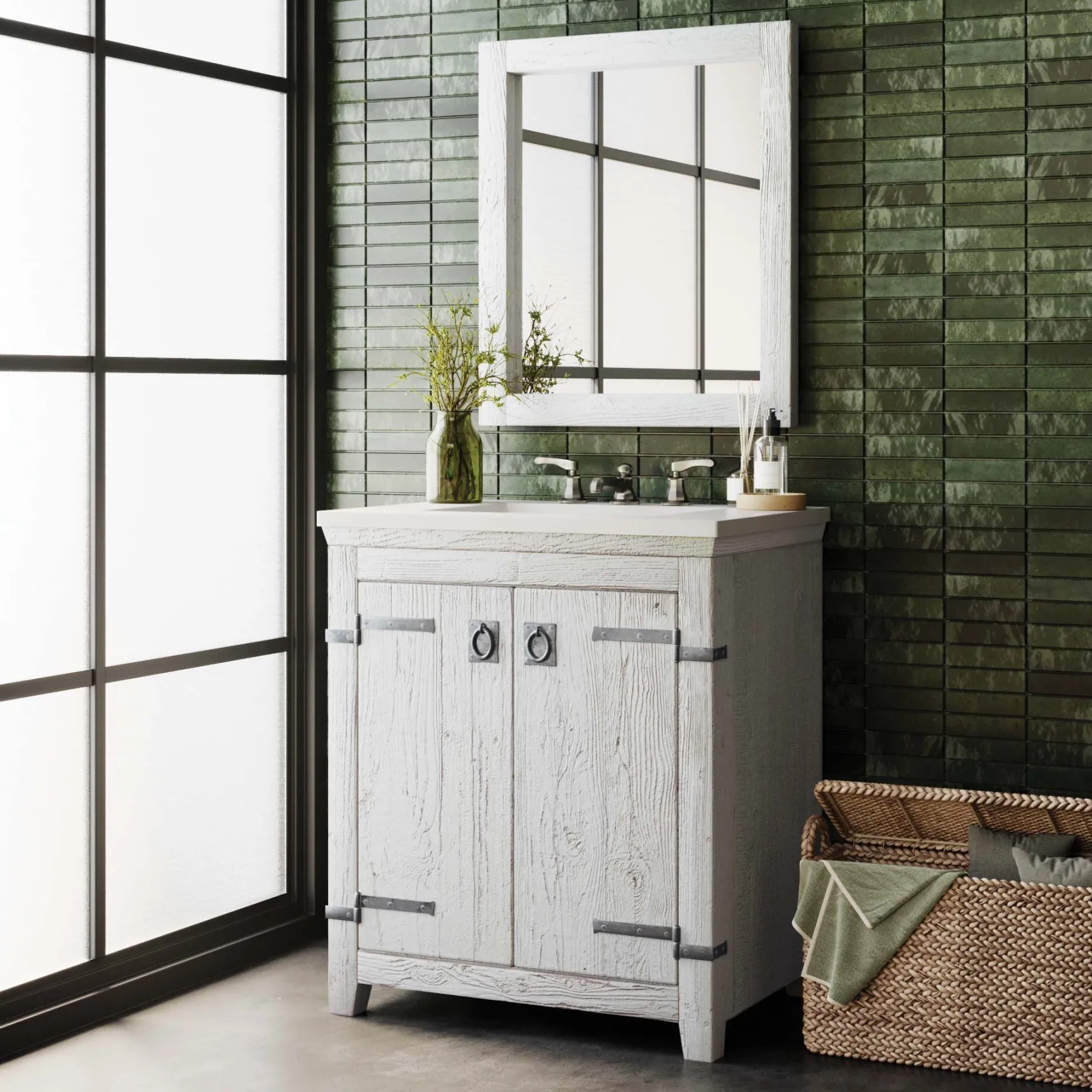 Native Trails 30" Americana Freestanding Vanity Base in Whitewash, VNB300