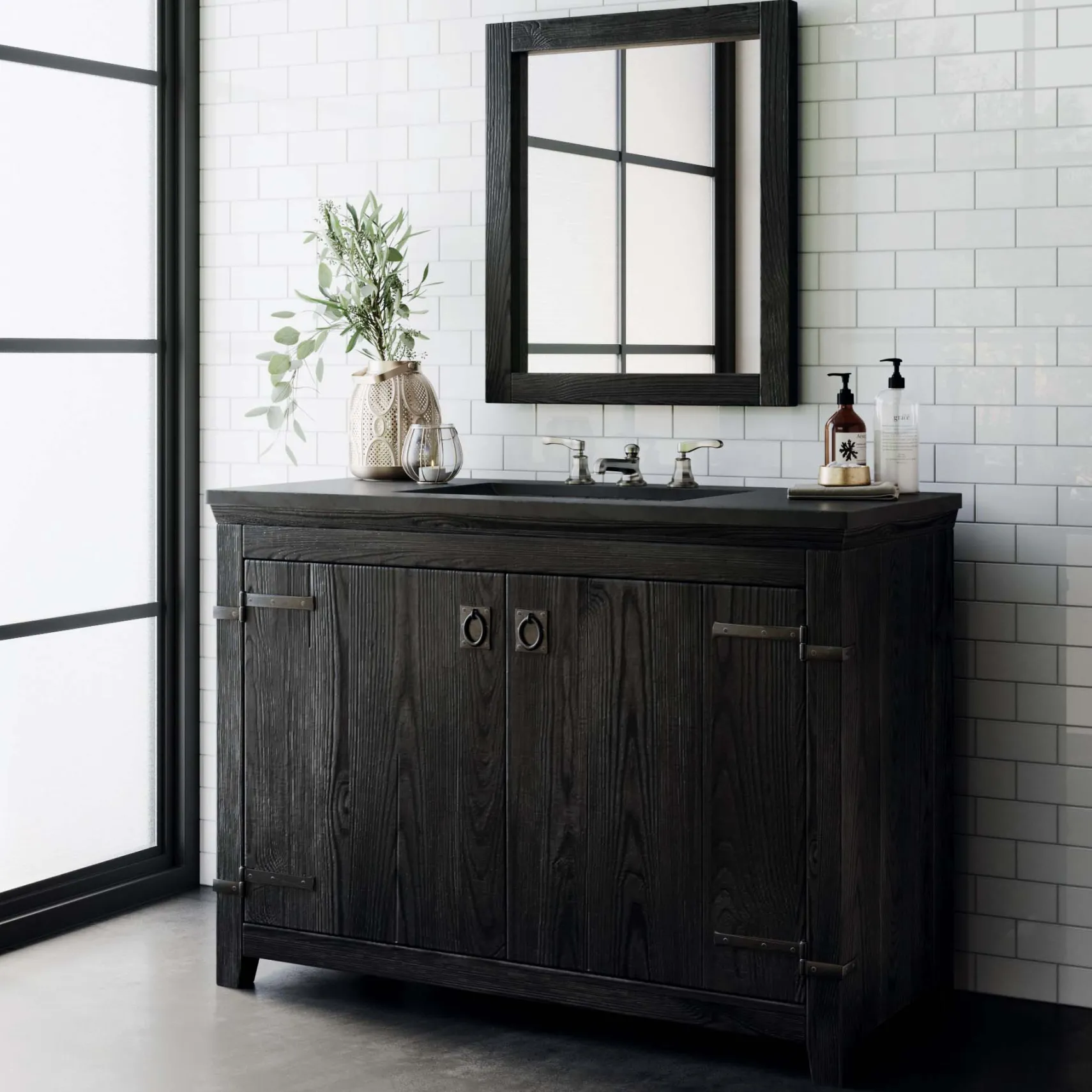 Native Trails 48" Americana Freestanding Rustic Vanity Base in Anvil, Reclaimed Wood, VNB488