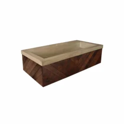 Native Trails 36" Cabernet Floating Vanity with NativeStone Trough in Earth, VNW194-NSL3619-E