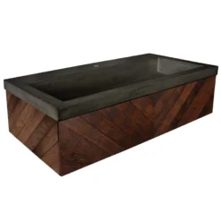 Native Trails 36" Cabernet Floating Vanity with NativeStone Trough in Slate, VNW194-NSL3619-S