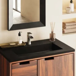 Native Trails 36" Capistrano ADA Vanity Top with Integral Trough Sink in Charcoal, Single Faucet Cutout, NSVT36-C1