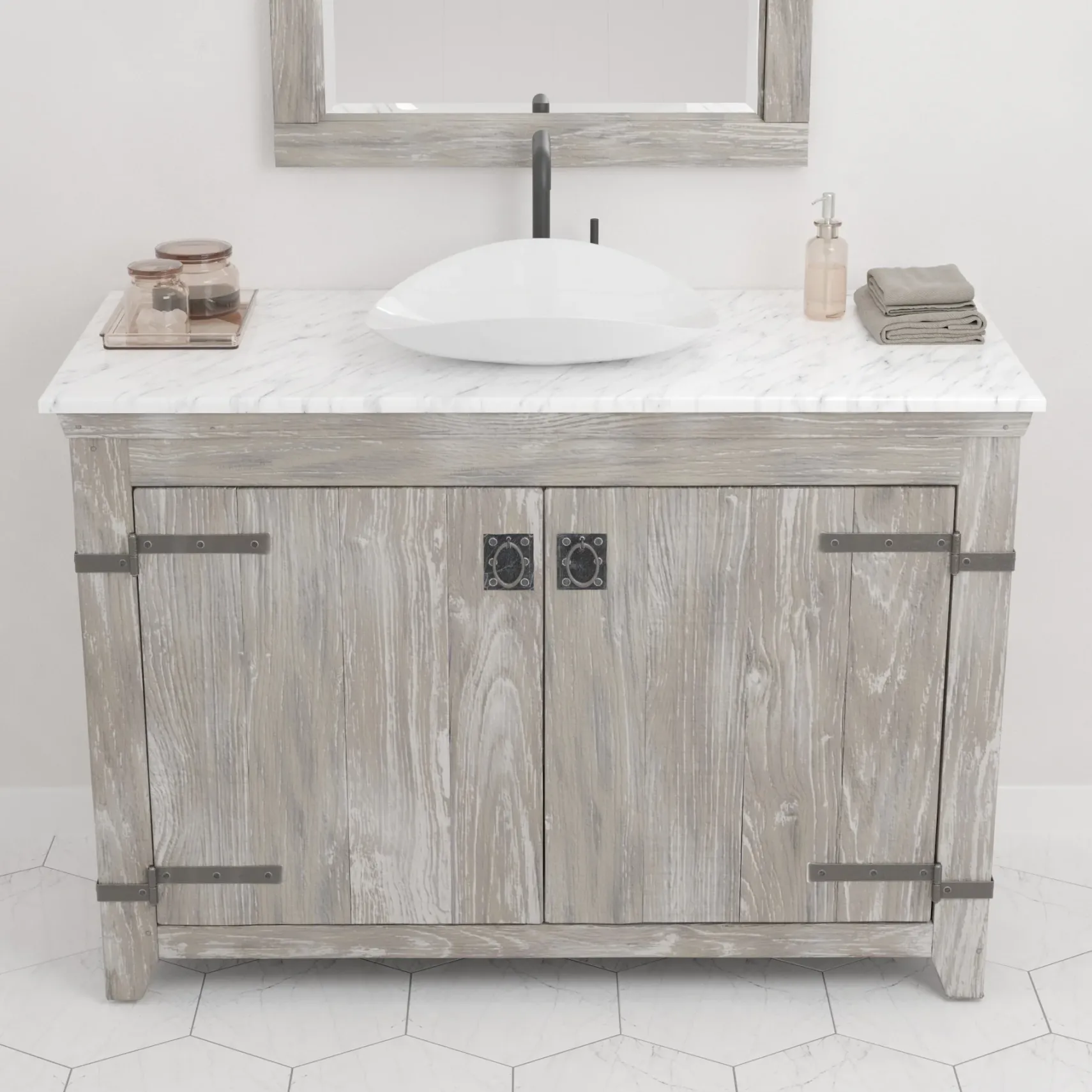 Native Trails 48" Carrara Vanity Top, Vessel with Single Faucet Hole, VT48-V-CA-1