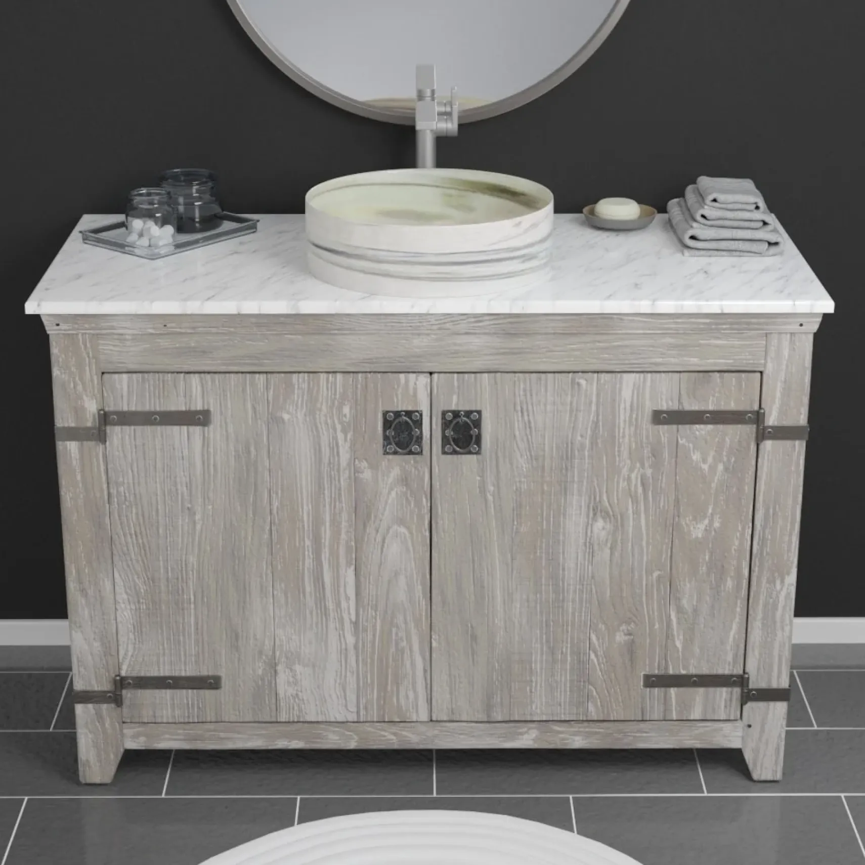 Native Trails 48" Carrara Vanity Top, Vessel with Single Faucet Hole, VT48-V-CA-1