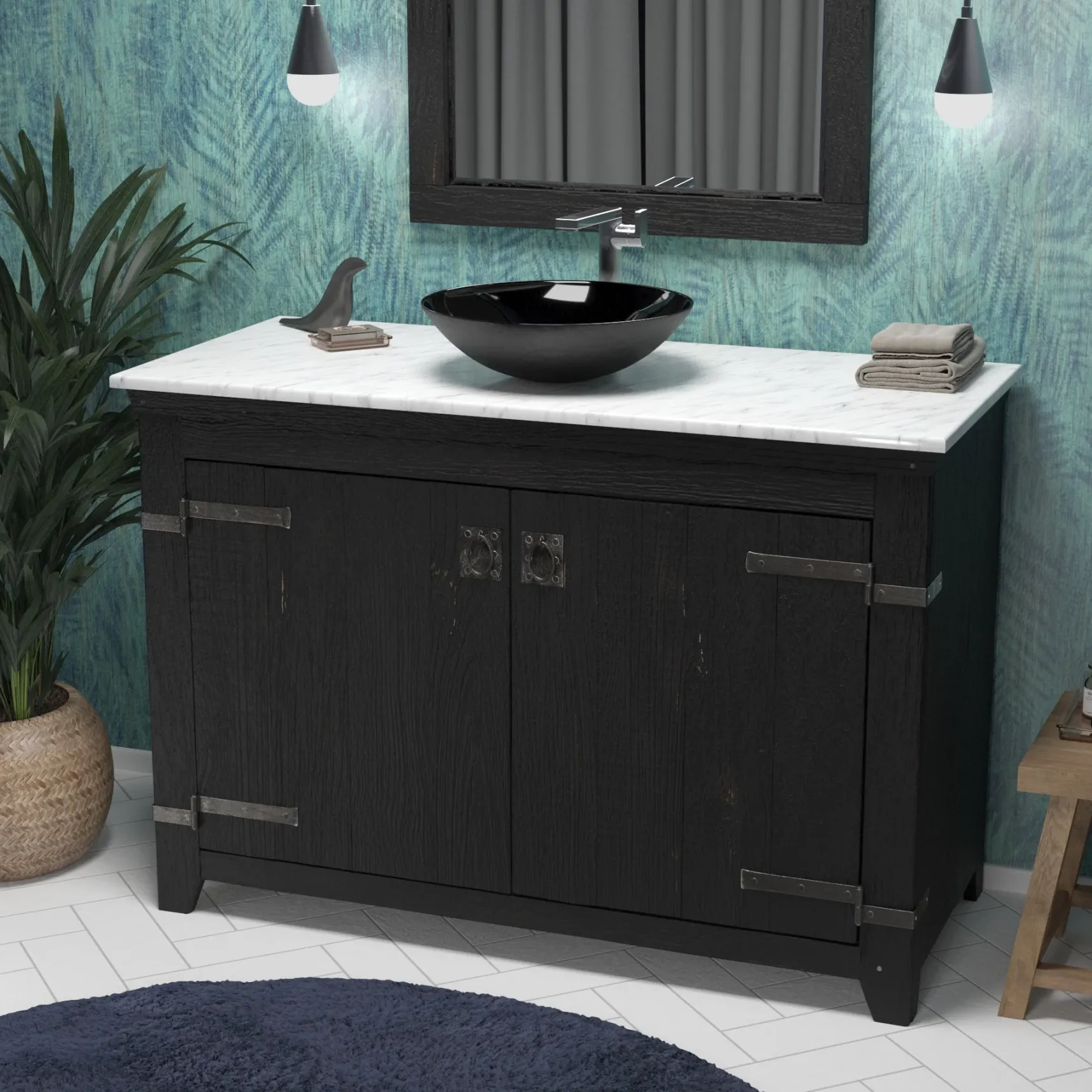 Native Trails 48" Carrara Vanity Top, Vessel with Single Faucet Hole, VT48-V-CA-1