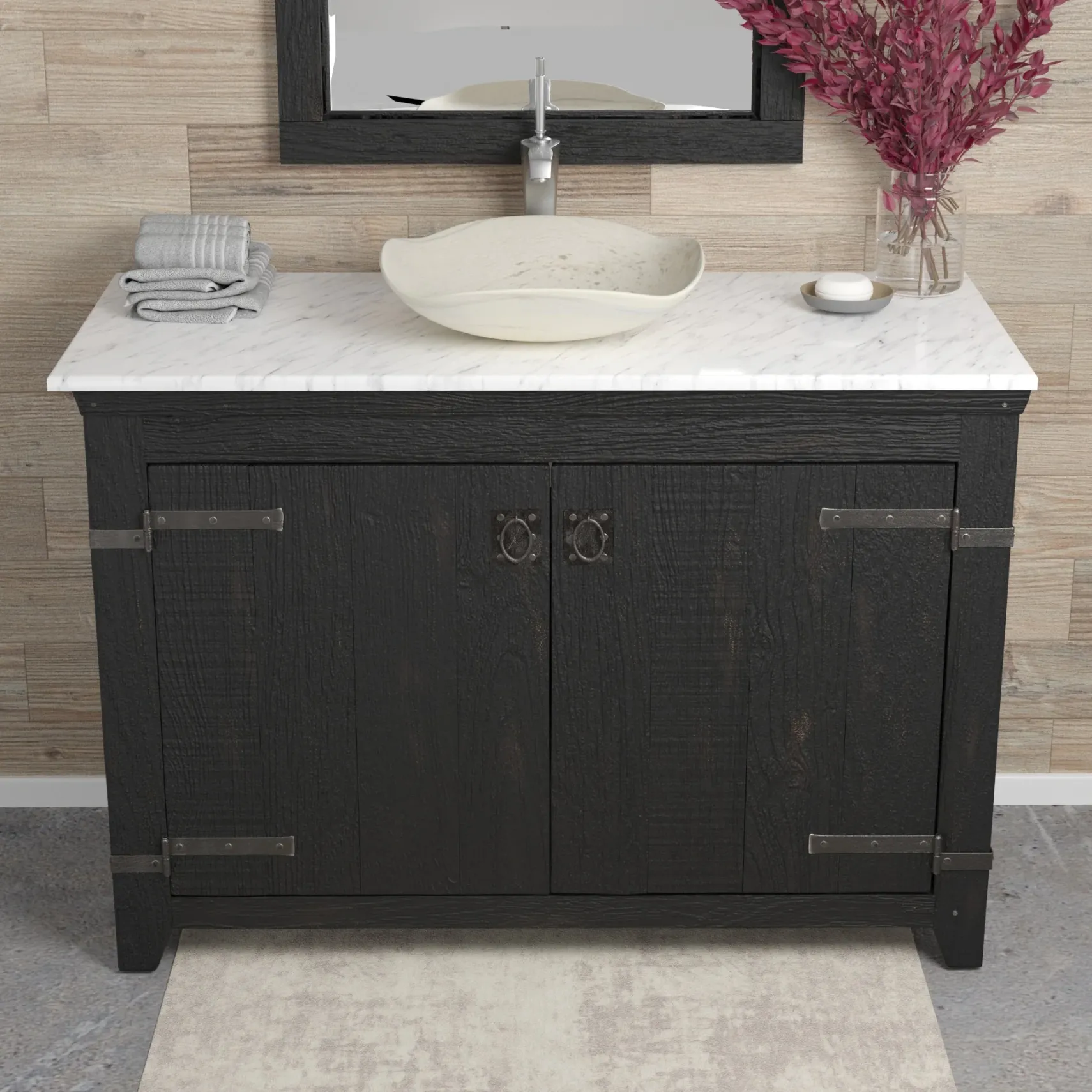 Native Trails 48" Carrara Vanity Top, Vessel with Single Faucet Hole, VT48-V-CA-1