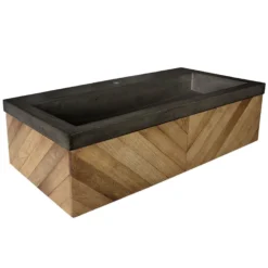 Native Trails 36" Chardonnay Floating Vanity with NativeStone Trough in Slate, VNW191-NSL3619-S