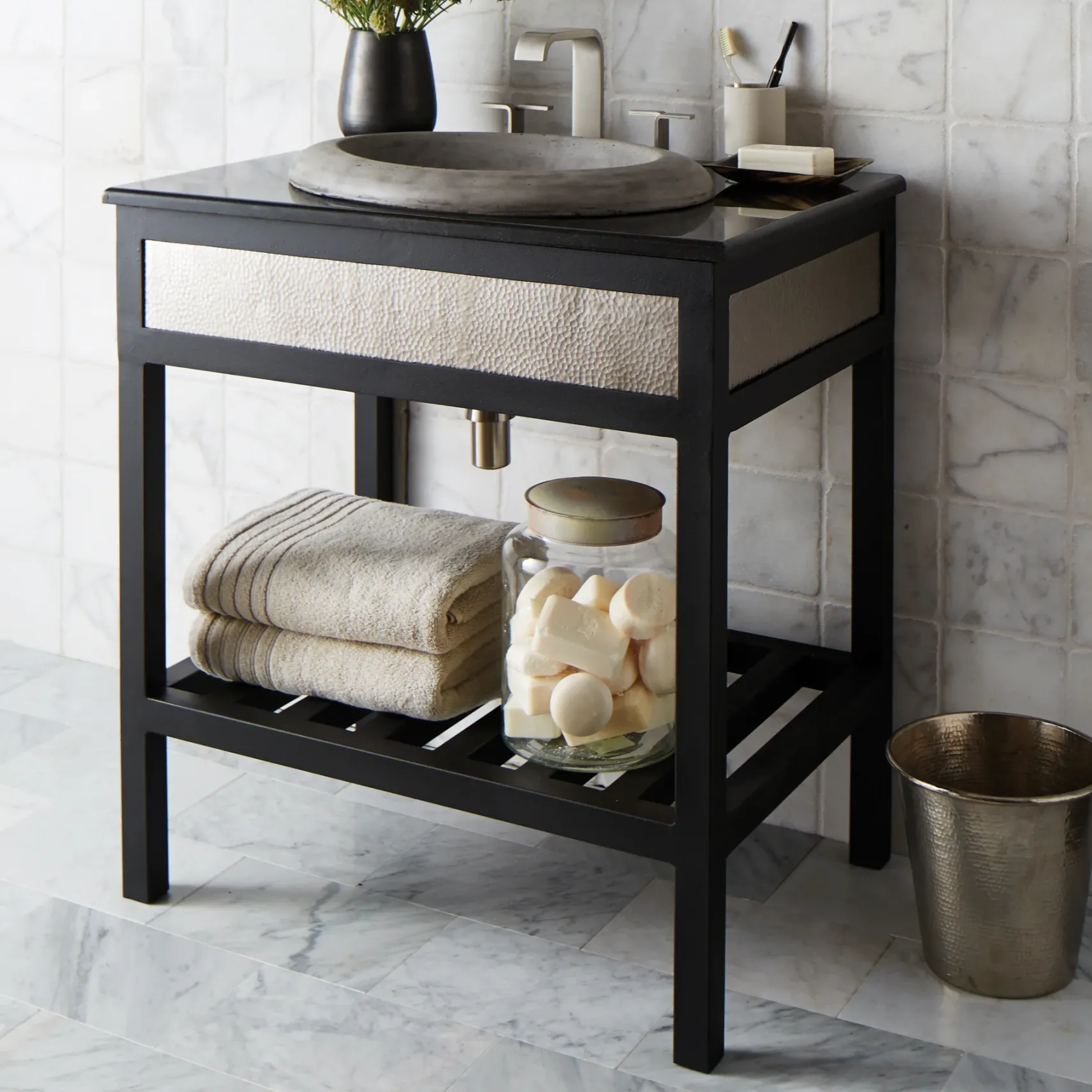 Native Trails 30" Cuzco Freestanding Vanity Base in Brushed Nickel, VNR305