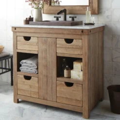 Native Trails 36" Freestanding Vanity Base in Chardonnay, Reclaimed Oak Wood, Vintner's Collection, VNW361