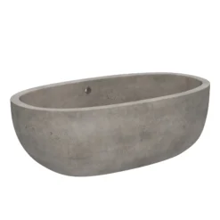Native Trails 66" NativeStone Concrete Avalon Freestanding Bathtub, Ash, NST6636-A