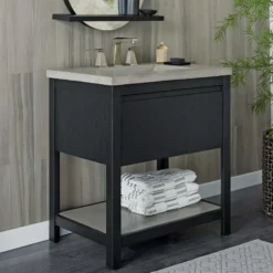 Native Trails 30" NativeStone Palomar Vanity Top with Integral Sink in Ash - Single Faucet Cutout, NSVNT30-A1