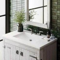 Native Trails 36" NativeStone Palomar Vanity Top with Integral Sink in Pearl - 8" Widespread Cutout, NSVNT36-P