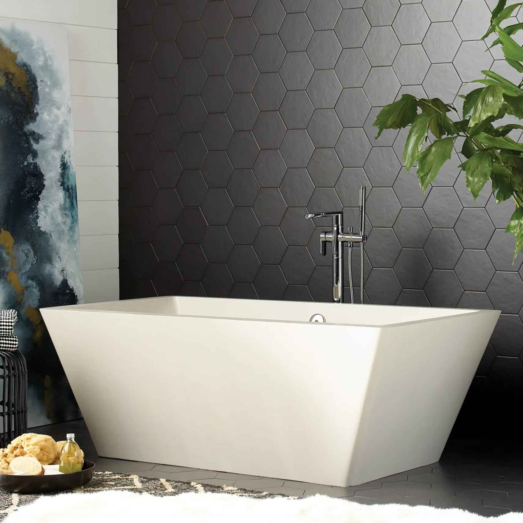 Native Trails 66" NativeStone Concrete Mendocino Bathtub, Pearl, NST6634-P