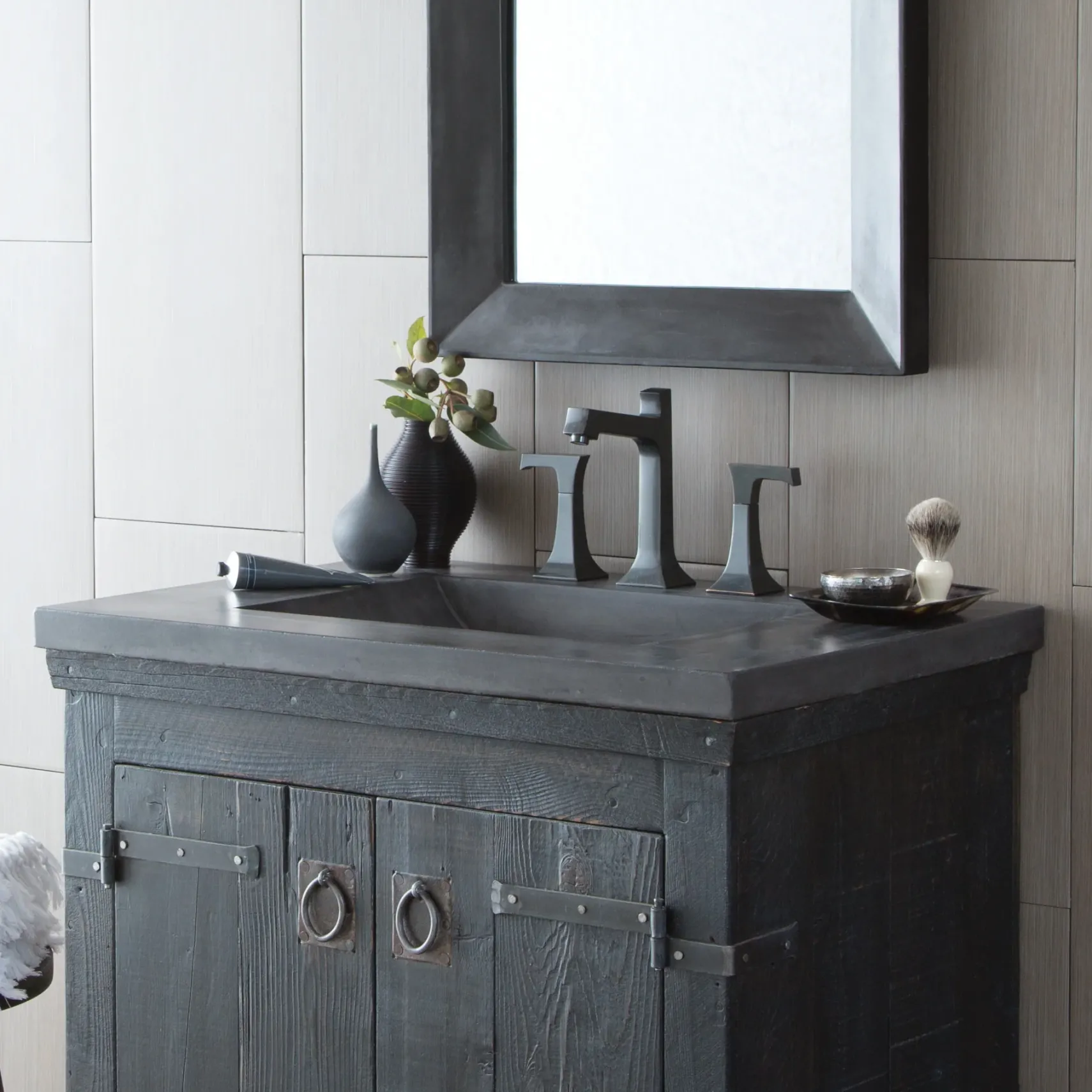 Native Trails 30" NativeStone Palomar Vanity Top with Integral Sink in Slate - Single Faucet Cutout, NSVNT30-S1