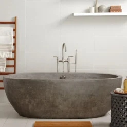 Native Trails 72" NativeStone Concrete Avalon 72" Bathtub, Ash, NST7236-A