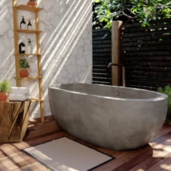 Native Trails 72" NativeStone Concrete Avalon 72" Bathtub, Ash, NST7236-A