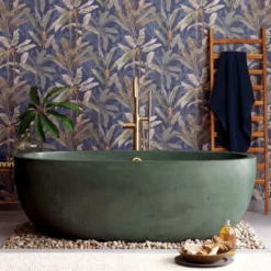 Native Trails 66" NativeStone Concrete Avalon Freestanding Bathtub, Forest, NST6636-F