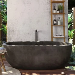 Native Trails 72" NativeStone Concrete Avalon 72" Bathtub, Slate, NST7236-S