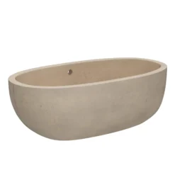 Native Trails 66" NativeStone Concrete Avalon Freestanding Bathtub, Sand, NST6636-D