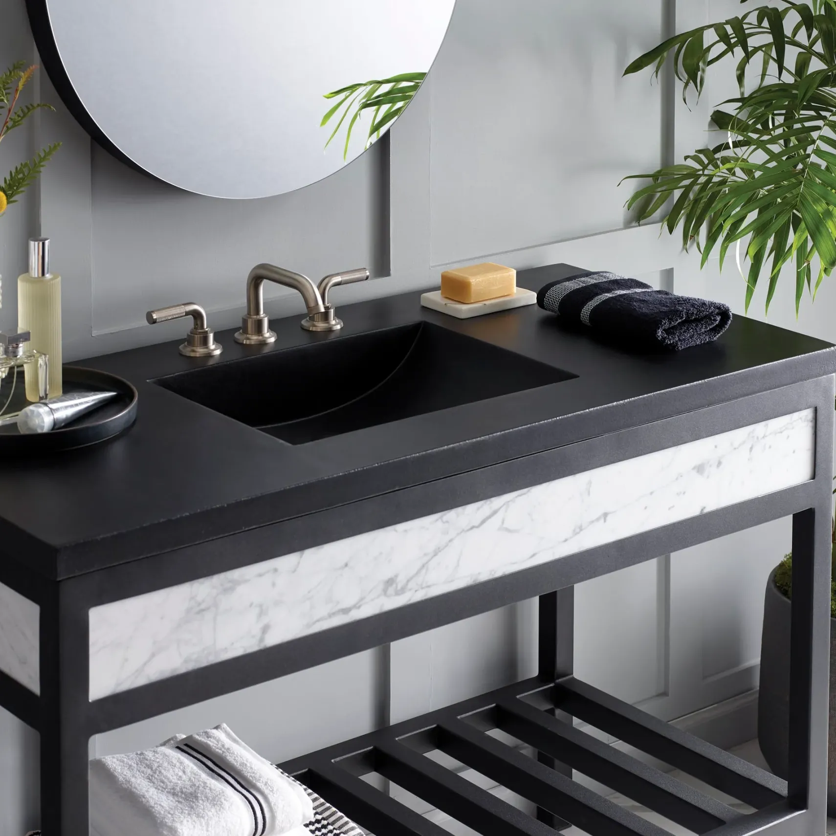 Native Trails 48" Palomar ADA Vanity Top with Integral Sink in Charcoal, 8" Widespread Cutout, NSVNT48-C